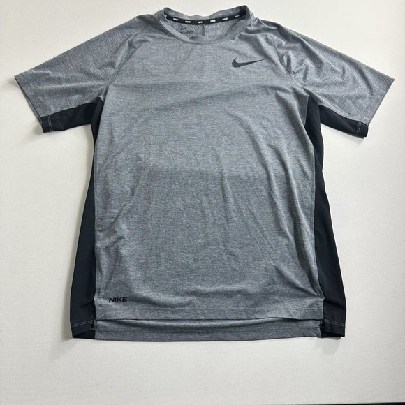 Nike Short-Sleeve Base Layer Grey/Black T Shirt Men's Slim Fit CJ4817-068 Large‎ - Picture 1 of 10